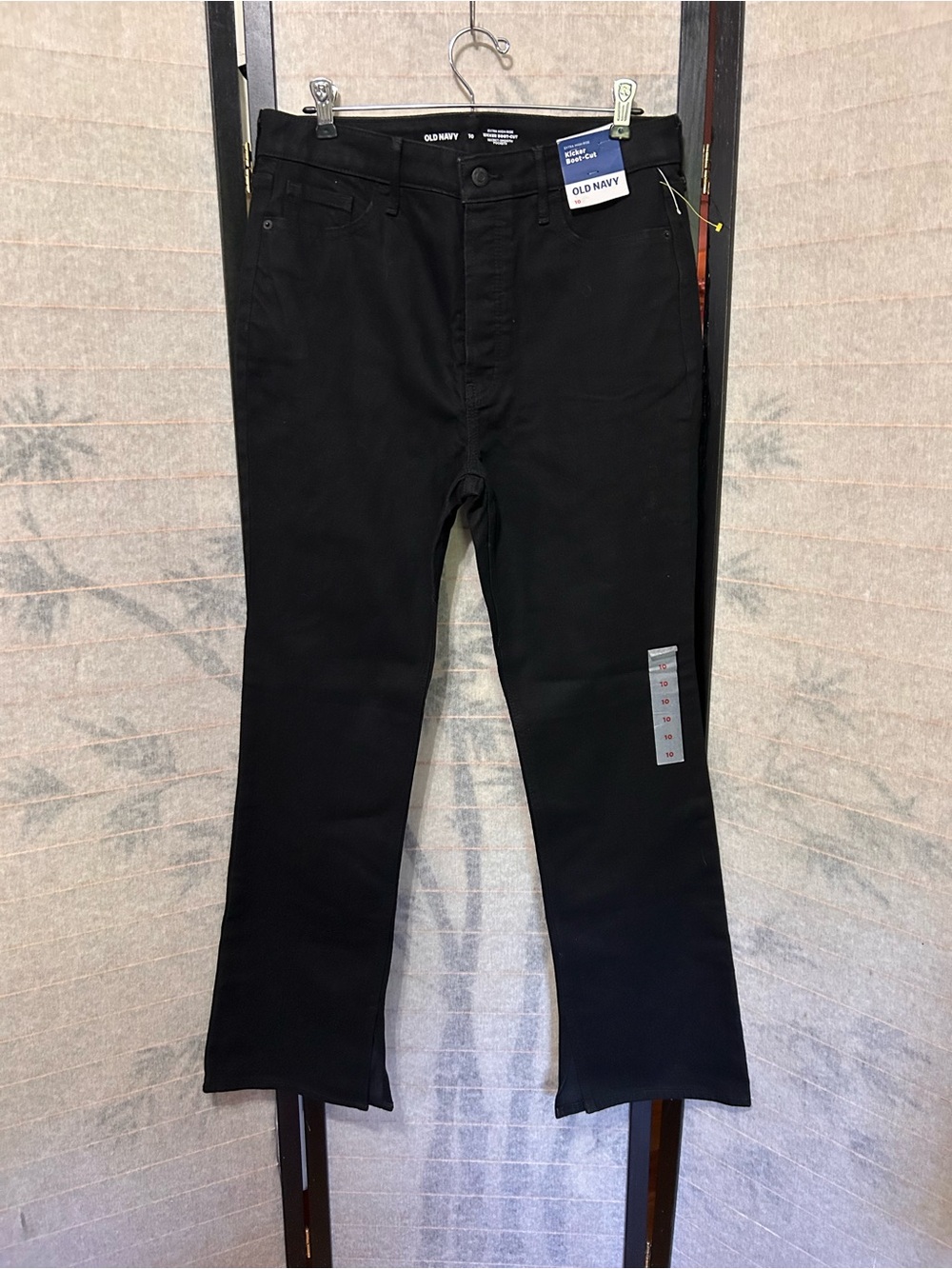 Old Navy Kicker Boot-Cut Jeans Black Sz 10 Womens High Rise Stretchy Pockets NWT